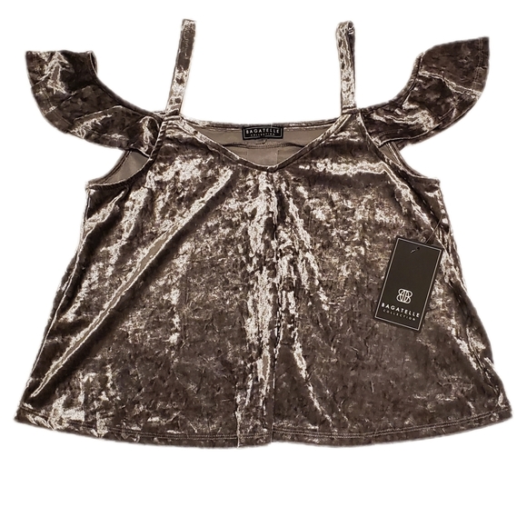 Bagatelle Crushed Velvet Cold Shoulder Top - Picture 3 of 13